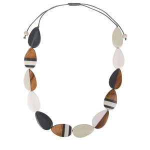 Resin & Wood <b>Statement</b> <b>Necklace</b> Colorful Handmade Striped Best Beads For Party Wear Cute Unisex Trendy Jewelry Gifts Woman - Product Image 2