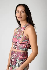 Ensemble 2 pièces de sport pour femme, rose, personnalisé, OEM, taille plus, avec leggings imprimés et haut, respirant, effet froncé aux fesses, pour le yoga - Product Image 5