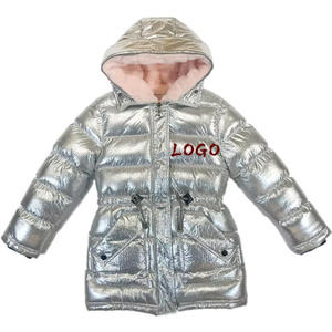 Veste matelassée à capuche argentée, fermeture éclair, coupe-vent, épaisse, pour l'hiver, unisexe, décontractée, couleur unie, manches longues, doublure en fausse fourrure - Product Image 1