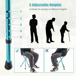 Aluminum Alloy Folding Seat Cane 5-Level Height Adjust LED Light Anti-Slip Pads Bonus <b>Cushion</b>/Eld 3 <b>Foot</b> Pads 220lbs Capacity - Product Image 4