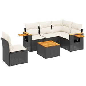 Grand ensemble de canapés de jardin en rotin PE noir avec pieds réglables - Product Image 2