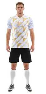 Vente directe d'usine, ensemble d'uniformes de football pour hommes, impression par transfert thermique, respirant, jersey et shorts 100% polyester, service OEM pour adultes - Product Image 5