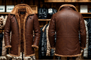 Chaqueta Bomber B3 de Piel de Oveja Marrón para Hombre |   Chaqueta de vuelo RAF Aviator de piel de oveja - Product Image 4
