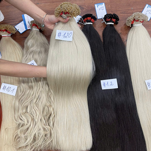Extensiones de cabello humano vietnamita virgen con punta plana de queratina, cutícula alineada, doble trama, alta calidad, naturalmente liso. - Product Image 1