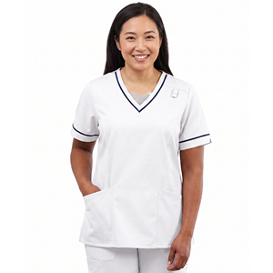 Chemise à manches courtes col en V avec 2 poches pour femmes, chemise de travail pour infirmières et médecins, haut de blouse chirurgicale pour filles - Product Image 6