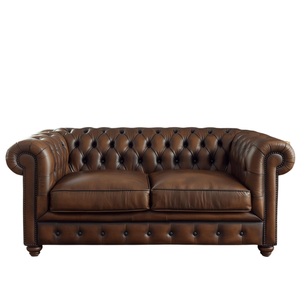 Sofá Loveseat Chesterfield Tradicional de Cuero Marrón con Tapizado Profundo con Botones, Sofá Clásico para Sala de Estar, Oficina, Decoración de Hotel - Product Image 2