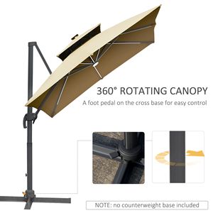 Ombrellone da giardino a LED solare da 3 metri con rotazione a 360° e inclinazione, colore kaki - Product Image 4