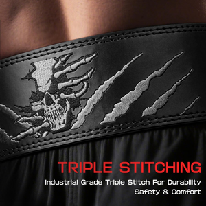 Ceinture de musculation Samroz – Ceinture de soutien lombaire en cuir véritable ultra-résistante de 10 mm pour squats, développés couchés, soulevés de terre - Product Image 3