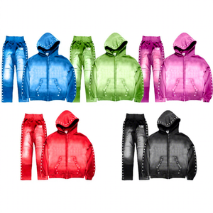 Fabricant de survêtements amples et unis, style vintage vieilli, deux pièces, pour le jogging et l'entraînement en extérieur - Product Image 3