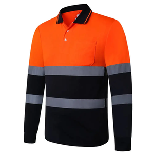 Ropa de Seguridad Reflectante Fluorescente, Camisa Polo de Manga Larga de Alta Visibilidad Naranja, Ropa de Trabajo - Product Image 4