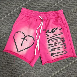 Shorts de survêtement décontractés surdimensionnés pour hommes, couleur unie, en toile, pour l'été, avec taille ajustable, 100 % coton respirant - Product Image 1