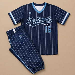Ensemble uniforme de baseball personnalisé avec logo, maillot à manches courtes boutonné rayé pour homme avec pantalon - Product Image 5