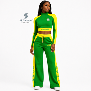 Conjunto Deportivo Color Block para Mujer Chi Eta Phi, Top Corto con Cuello Alto, Pantalones Holgados con Cordón, Ropa Deportiva para Hermandades - Product Image 6