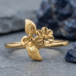 DIVYORO Anillo clásico con cuentas chapado en oro de 22 quilates para mujer - Product Image 2