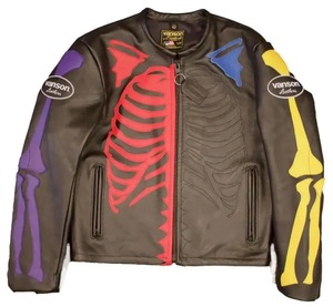 เสื้อแจ็คเก็ตหนังวัวแท้ Vanson Skeleton สำหรับผู้ชาย แบบมีระบบทำความร้อน เป็นมิตรกับสิ่งแวดล้อม เหมาะสำหรับขี่มอเตอร์ไซค์ แข่งรถ คาเฟ่เรเซอร์ สตรีทแวร์ ของขวัญสำหรับเขา - Product Image 1