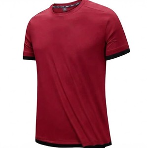 Men's Red Crew Neck Short Sleeve Moisture Wicking <b>Polyester</b> <b>T</b>-<b>Shirt</b> Regular Fit Solid Color All Seasons Sport <b>Shirt</b> - Product Image 3