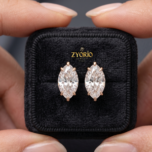 Pendientes de Diamantes Cultivados en Laboratorio con Corte Marquesa de Zyorio Jewels, Oro Blanco Sólido de 14K, Certificado IGI, Joyería Fina, Regalo para Mujer - Product Image 1