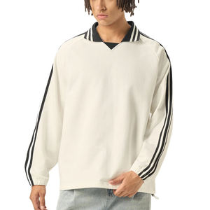 Sudaderas Personalizadas para Hombre, Estilo Universitario Vintage, con Franja Lateral Sólida, Cuello Polo, Logotipo Bordado - Product Image 5