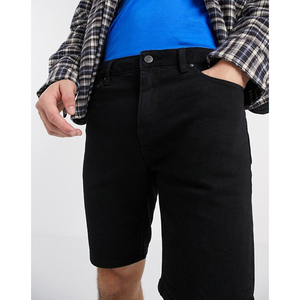 Pantalones Cortos Bermuda para Hombre, Negros, Tejido Sólido, Cintura Media, Elásticos, Transpirables, Diseño Casual con Bolsillos - Product Image 3