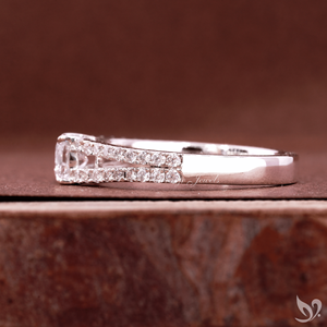 0.5CT Cushion Cut Lab Diamond <b>Ring</b> <b>Split</b> Pave Band 10K White Gold IGI Certified Engagement <b>Ring</b> - Product Image 2