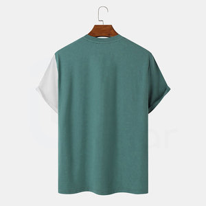 เสื้อยืดแขนสั้นผู้ชาย คอโอ ทรงปกติ ผ้าถัก ลายสีพื้น สีเขียวและสีเทา - Product Image 2