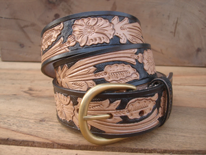 Ceintures en cuir de vachette pleine fleur OEM, style western, ceinture de cowboy tendance, véritable cuir véritable travaillé à la main - Product Image 4