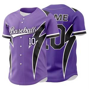 Camiseta de Béisbol Personalizada con Bandera, Manga Corta, Botones, Transpirable, Absorbe la Humedad, Tallas Grandes, para Entrenamiento de Verano - Product Image 1