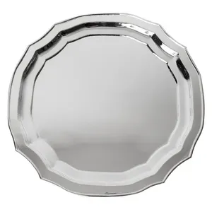 Assiette en métal argenté incassable, résistante au lave-vaisselle, design moderne pour usage quotidien et commercial disponible - Product Image 1