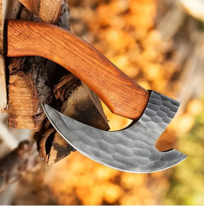 Couteau à pizza en acier au carbone forgé à la main, manche en bois, lame forgée à la main sur mesure LEGACY BLADES LB-PC-09, antidérapant, durable - Product Image 3