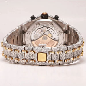 Reloj de Lujo Duradero de Dos Tonos con Moissanita para Hombre, Reloj de Pulsera de Alta Calidad con Correa de Acero Inoxidable y Goma, Precio al por Mayor, Reloj Iced - Product Image 5