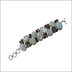 Bracelet vintage en argent 925 avec perles et incrustations d'améthyste et de pierre de lune pour femme, idéal au quotidien - Product Image 3