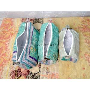 Eco-Friendly Lightweight Multi-Function Daily Use for Bag Cotton Kantha Fabric Tassel Zipper Closure Indian Handmade Cosmetic - Product Image 5