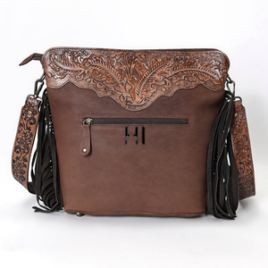 กระเป๋าสะพายคาดลำตัวแฟชั่นผู้หญิงหนังวัวแท้กระเป๋าถือทรงเมสเซนเจอร์สไตล์ตะวันตกแกะสลักด้วยมือ - Product Image 3