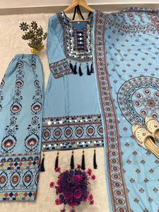 Conjunto Sharara de Tela Maslin, Hermoso y Elegante, Estilo Indio-Pakistaní, para Fiestas, Bodas y Uso Diario, para Mujer - Product Image 5