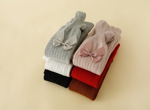 Invierno Super grueso cálido terciopelo felpa peludo esponjoso niños medias algodón lindos lazos Color sólido térmico bebé niños pantimedias - Product Image 3