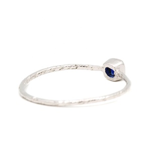 Bague de mariage artisanale en argent sterling 925 avec saphir bleu naturel taille carrée, collection Memoria Jewels, bijoux de fête - Product Image 4