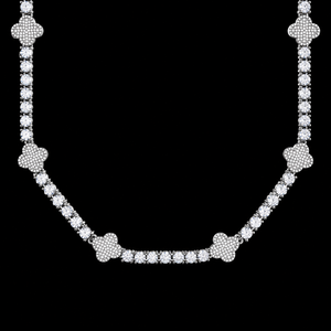 Women's 925 Silver Moissanite Diamond Flower <b>Statement</b> <b>Necklace</b> Silver Plated Pave Setting Luxury Tennis Chain Wedding Jewelry - Product Image 5