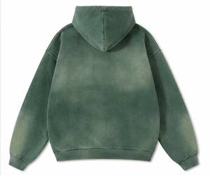 Sudadera con Capucha y Cremallera Extra Grande para Hombre, Color Verde Sólido, Teñida, 100% Algodón, Felpa Francesa, Ropa Casual de Otoño - Product Image 2