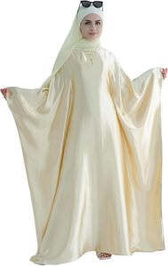 Flared Oversized Women Abayas Ethnic Style Floor Length Maxi Dress Kuwaiti Dubai Elegant Chiffon Shiny <b>Eid</b> Abaya Breathable - Product Image 5