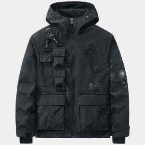 Mens Urban <b>Techwear</b> Tactical <b>Jacket</b> Multi-Pocket Windbreaker Streetwear Cargo Coat - Product Image 1