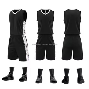 Vente en gros d'uniformes de basket-ball personnalisés de haute qualité Ensemble de shorts en jersey brodé d'un seul côté Vêtements de basket-ball à séchage rapide - Product Image 4
