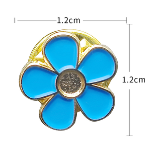 Épingles de revers en métal émaillé dur en alliage de zinc plaqué or, motif fleur de mignonette bleue - Product Image 5
