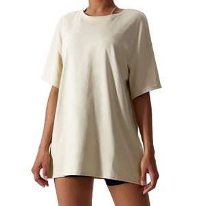 Camiseta de gran tamaño 100% algodón de alta calidad para mujer, logotipo personalizado e impresión, camisetas de gran tamaño cómodas transpirables de secado rápido - Product Image 1