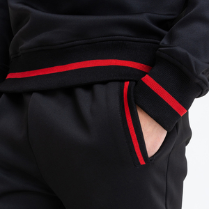 Ensemble de survêtement pour homme, sweat-shirt à col rond uni, pantalon de jogging décontracté long avec poches latérales, polyester respirant, vêtements d'automne - Product Image 2