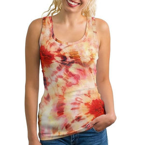 Camiseta sin mangas de algodón y elastano con estampado tie-dye para mujer, estilo anime, transpirable, ecológica, para primavera, verano y otoño, con logo personalizado. - Product Image 1