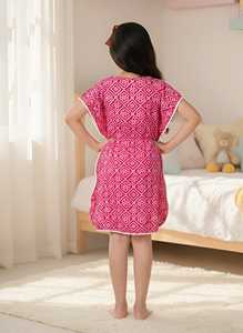 Conjunto de Kaftán con Encaje Estampado Bandhej para Mujer, Atuendo Étnico Cómodo, Ligero, Informal, para Verano, Elegante y a la Moda - Product Image 3