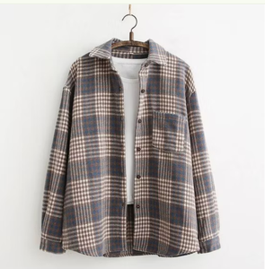 Custom Women Fashion Plaid Flannel Plaid <b>Shirt</b> Heavy Fleece <b>T</b> <b>Shirt</b> Jacket Retro Plaid <b>Shirt</b> - Product Image 2