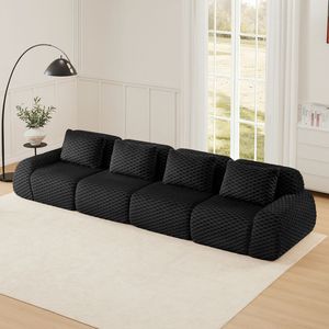 Divano Sezionale Moderno Modulare Oversize a 4 Posti in Tessuto Flanella con Seduta Profonda Senza Struttura per Soggiorno - Modello 146 - Product Image 2