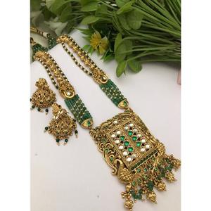 Ensemble collier et boucles d'oreilles de qualité supérieure, plaqué or, avec pierres Polki, adorable et élégant, pour mariage, collection pour femmes - Product Image 1