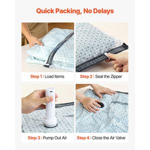 Paquete de 18 Bolsas de Almacenamiento al Vacío para Ropa, Ahorro de Espacio con Doble Cierre, Bomba y Cable de Carga, Esencial para Viajes - Product Image 6